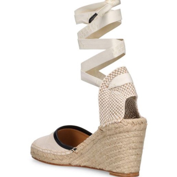 NEW Isabel Marant Cream Espadrille Ankle Wrap Shoes, leather trim, 9